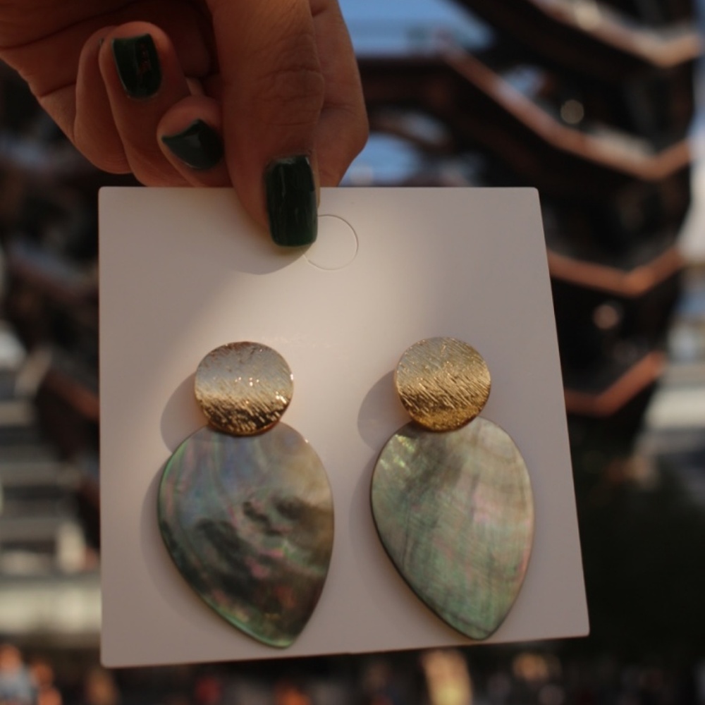 New Gold ABALONE Natural Shell Crystal Dangle - Picture 3 of 8